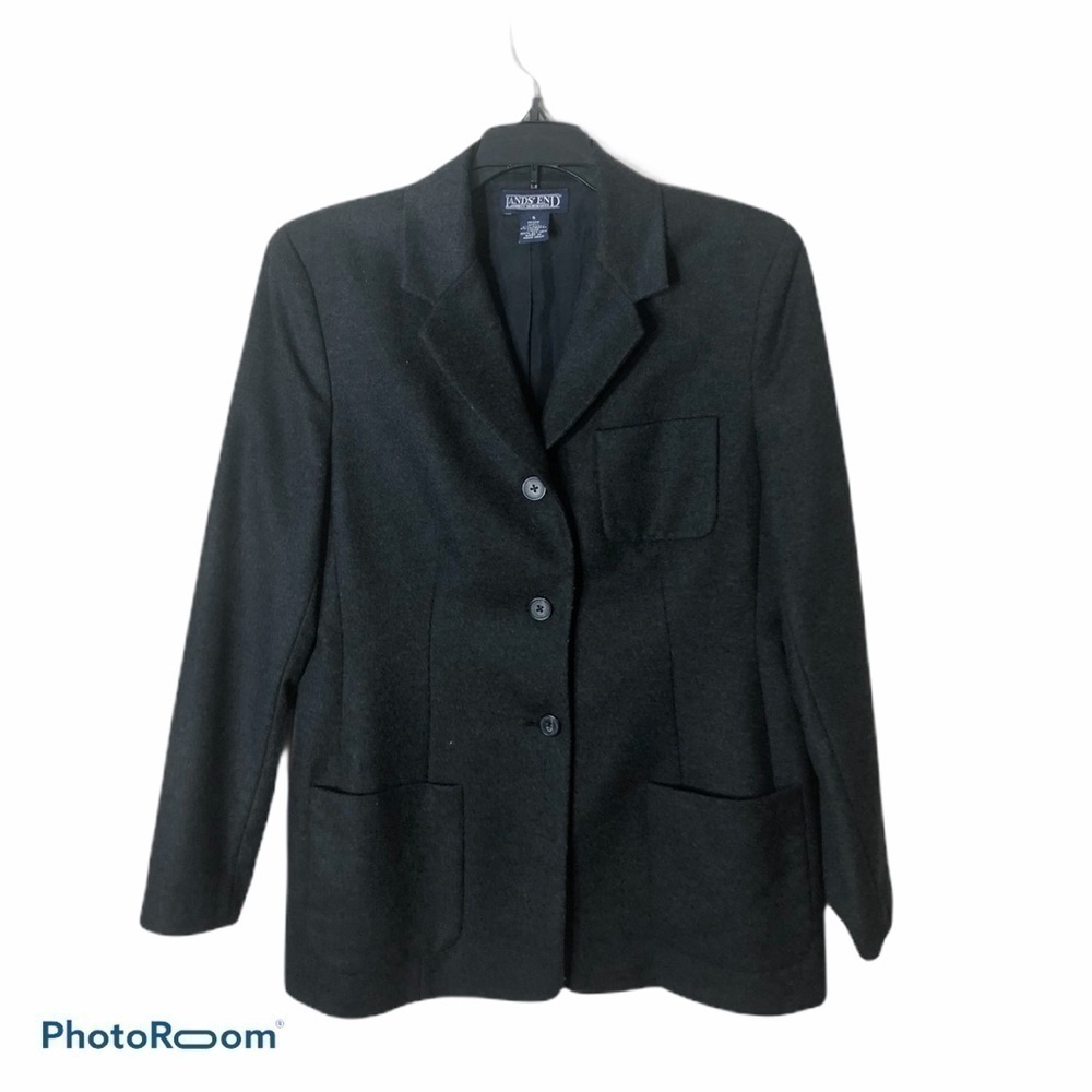 Lands End Vintage Wool Cashmere Coat 6P